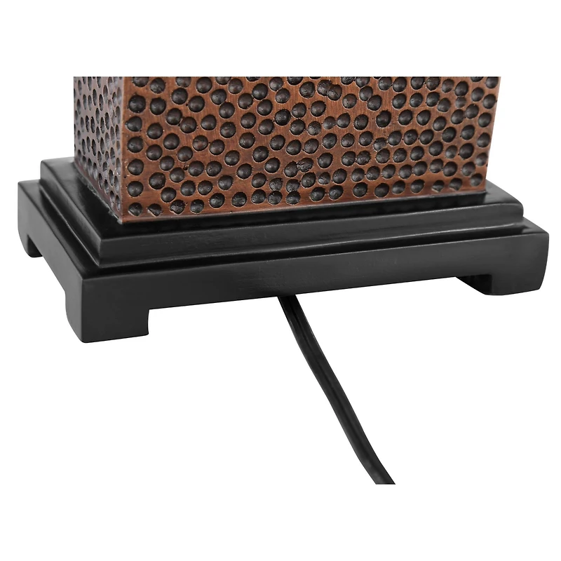 Caldwell Rustic Farmhouse Table Lamps 24.75" Tall Set of 2 Bronze Hammered Textured Fabric Rectangular Shade for Bedroom Living Room House Home Bedsid