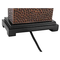 Caldwell Rustic Farmhouse Table Lamps 24.75" Tall Set of 2 Bronze Hammered Textured Fabric Rectangular Shade for Bedroom Living Room House Home Bedsid