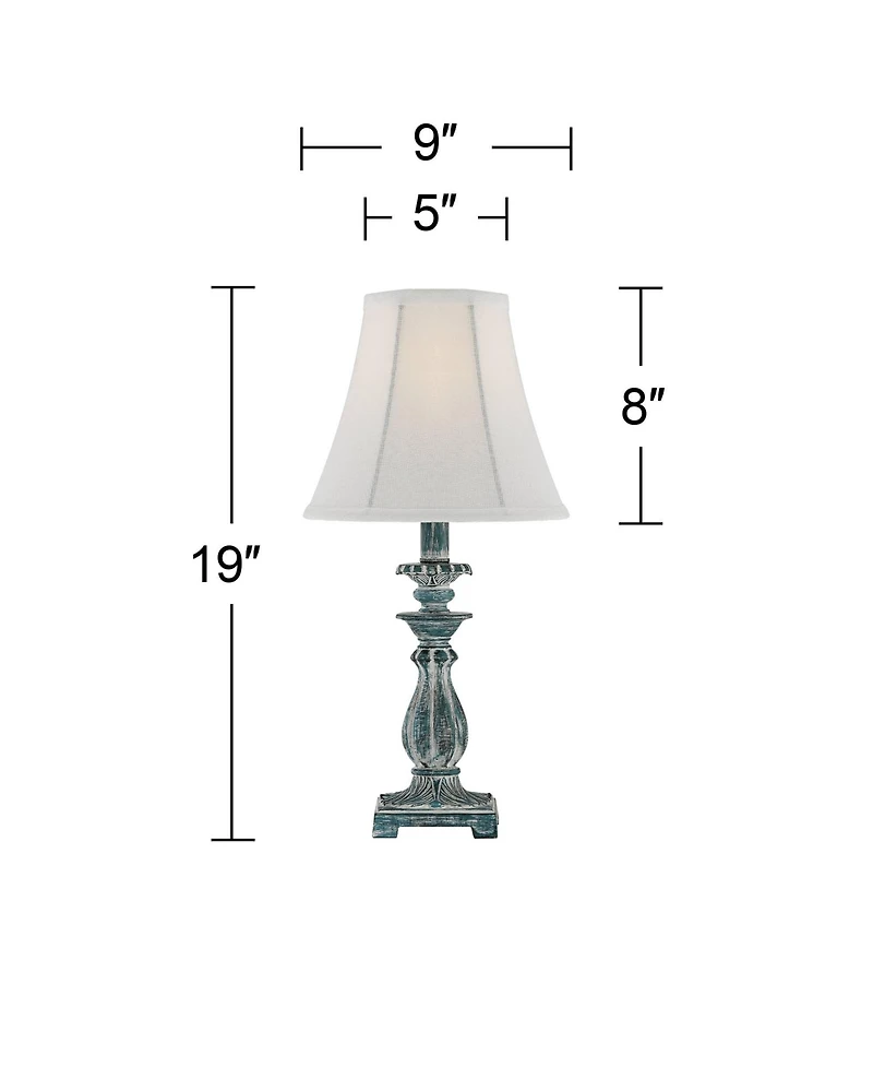 Regency Hill Cali Traditional Accent Table Lamps 19" High Set of 2 Antique Blue White Bell Shade for Bedroom Living Room Bedside Nightstand Offic