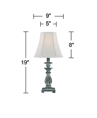 Regency Hill Cali Traditional Accent Table Lamps 19" High Set of 2 Antique Blue White Bell Shade for Bedroom Living Room Bedside Nightstand Offic