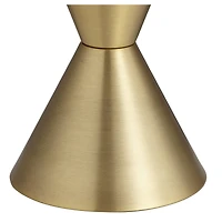 360 Lighting Elka Modern Mid Century Table Lamp 28" Tall Brass Geometric Metal White Drum Shade for Bedroom Living Room Bedside Nightstand Office