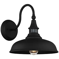John Timberland Gough Rustic Industrial Wall Light Fixture Set of 2 Texturized Black Dusk To Dawn Motion Sensor 12 1/2" for Post Exterior Barn De