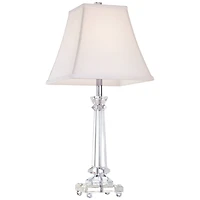 Vienna Full Spectrum Traditional Table Lamp 25" High Crystal Glass Column White Square Bell Shade for Living Room Family Bedroom Bedside
