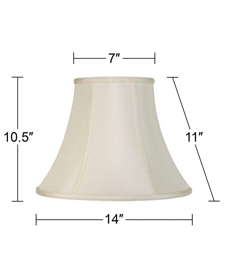 Imperial Shade Creme Medium Bell Lamp Shade 7" Top x 14" Bottom x 11" Slant x 10.5" High (Spider) Replacement with Harp and Finial