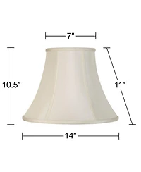 Imperial Shade Creme Medium Bell Lamp Shade 7" Top x 14" Bottom x 11" Slant x 10.5" High (Spider) Replacement with Harp and Finial