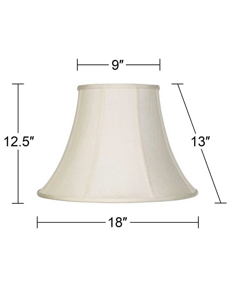 Imperial Shade Creme Large Bell Lamp Shade 9" Top x 18" Bottom x 13" Slant x 12.5" High (Spider) Replacement with Harp and Finial