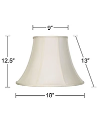 Imperial Shade Creme Large Bell Lamp Shade 9" Top x 18" Bottom x 13" Slant x 12.5" High (Spider) Replacement with Harp and Finial