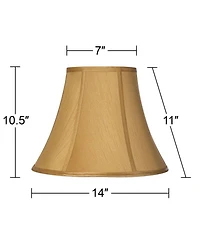 Springcrest Coppery Gold Medium Bell Lamp Shade 7" Top x 14" Bottom x 11" Slant x 10.5" High (Spider) Replacement with Harp and Fi