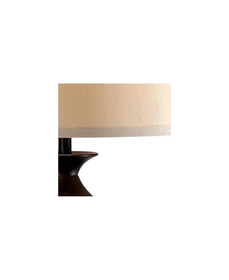 John Timberland Mission Table Lamp with Nightlight 33" Tall Champagne Glass Brushed Iron Cage Beige Fabric Shade for Living Room Family
