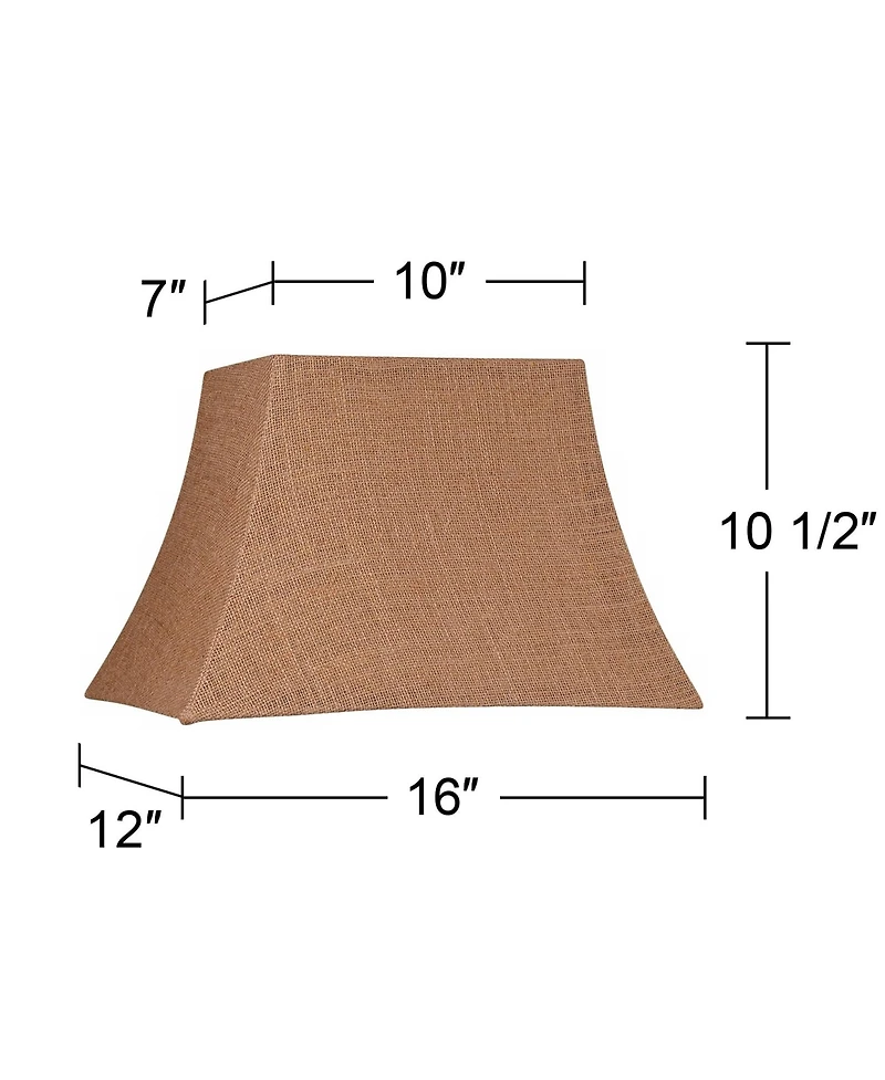 Springcrest Natural Burlap Medium Rectangle Lamp Shade 10" Wide x 7" Deep at Top and 16" Wide x 12" Deep at Bottom and 11" Sl