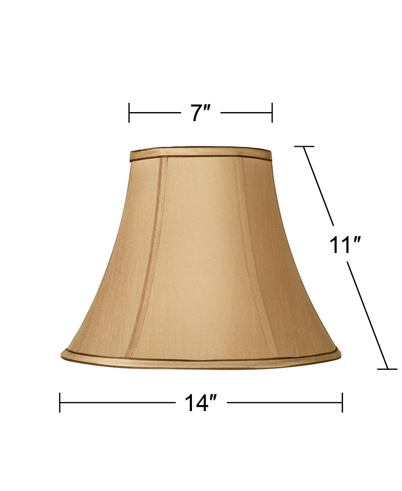 Springcrest Tan and Brown Medium Bell Lamp Shade 7" Top x 14" Bottom x 11" High (Spider) Replacement with Harp and Finial