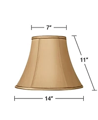 Springcrest Tan and Brown Medium Bell Lamp Shade 7" Top x 14" Bottom x 11" High (Spider) Replacement with Harp and Finial