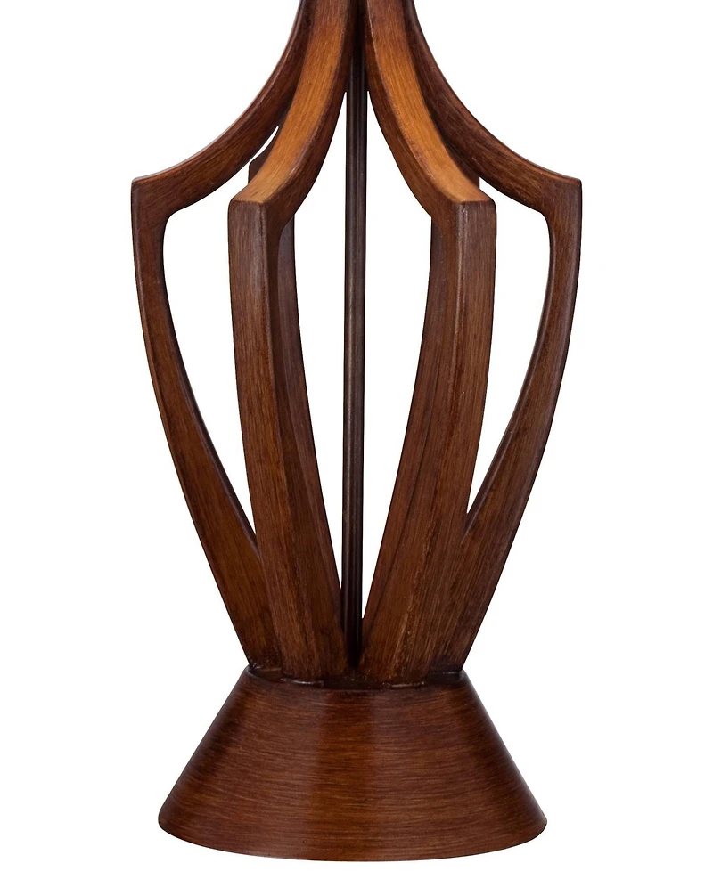 360 Lighting St. Claire Modern Mid Century Table Lamp 30 3/4" Tall Wood Open Vase Taupe Drum Shade for Bedroom Living Room Bedside Nightstand Off