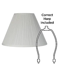 Springcrest 6 1/2" Top x 15" Bottom x 10 1/2" High x 11" Slant Lamp Shade Replacement Medium White Pleated Spider Harp Finial