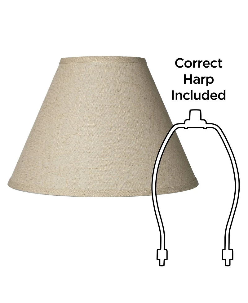 Springcrest Fine Burlap Medium Empire Lamp Shade 6.5" Top x 15" Bottom x 10" High x 10.75" Slant (Spider) Replacement with Harp an