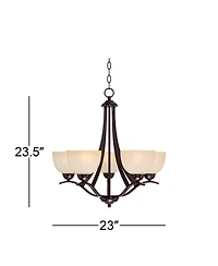 Regency Hill Airington Bronze Pendant Chandelier 23" Wide Rustic Scrolling Arms Indian Scavo Glass 5-Light Fixture for Dining Room Home Kitchen I