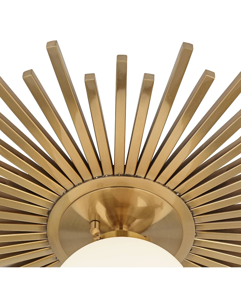 Possini Euro Design Hazel Modern Ceiling Light Semi Flush Mount Fixture 24" Wide Warm Brass White Globe Shade for Bedroom Kitchen Living Room Hal