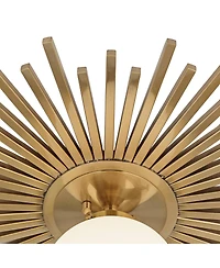Possini Euro Design Hazel Modern Ceiling Light Semi Flush Mount Fixture 24" Wide Warm Brass White Globe Shade for Bedroom Kitchen Living Room Hal