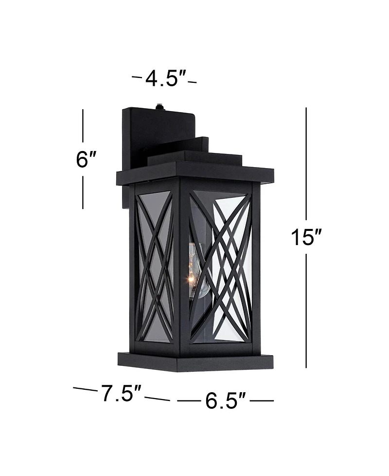 John Timberland Woodland Park Outdoor Wall Light Fixture Black Dusk To Dawn 15" Clear Glass for Post Exterior Barn Deck House Porch Yard Patio Ho