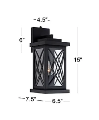 John Timberland Woodland Park Outdoor Wall Light Fixture Black Dusk To Dawn 15" Clear Glass for Post Exterior Barn Deck House Porch Yard Patio Ho
