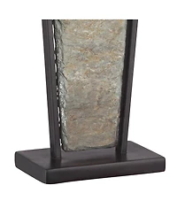 Franklin Iron Works Zion Rustic Table Lamp 30" Tall Tapered Natural Slate Bronze Metal Rectangular Shade for Bedroom Living Room Bedside Nightsta