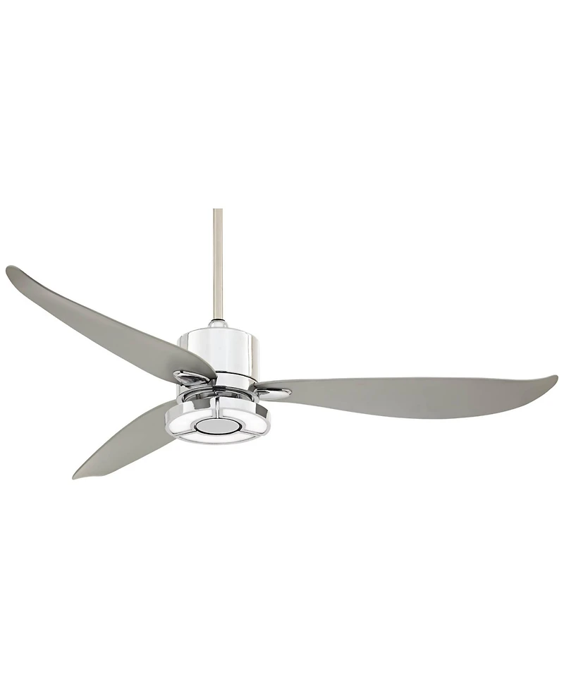 Possini Euro Design 56" Vengeance Modern Indoor Ceiling Fan 3 Blade Led Light Remote Control Chrome Finish Bedroom Living Room