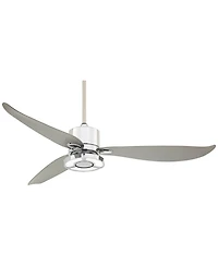Possini Euro Design 56" Vengeance Modern Indoor Ceiling Fan 3 Blade Led Light Remote Control Chrome Finish Bedroom Living Room