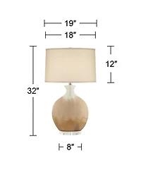 Possini Euro Design Marci Modern Table Lamp 32" Tall Ceramic Ivory Drip Glaze Off White Oval Shade for Bedroom Living Room Bedside Nightstand Off