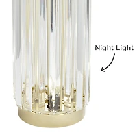 Regency Hill Rivera Traditional Table Lamp 27 3/4" Tall Clear Glass with Nightlight Led White Shade for Bedroom Living Room Bedside Nightstand Of