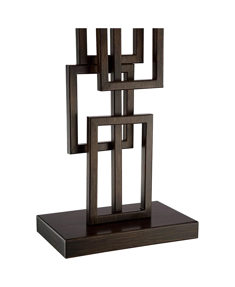 360 Lighting Kory Modern Industrial Table Lamp 26 1/2" High Dark Bronze Metal Sculptural Stacked Geometric Off White Shade Bedroom Living Room