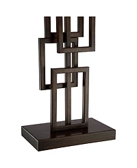 360 Lighting Kory Modern Industrial Table Lamp 26 1/2" High Dark Bronze Metal Sculptural Stacked Geometric Off White Shade Bedroom Living Room