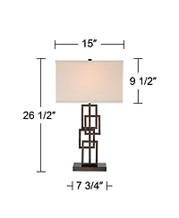 360 Lighting Kory Modern Industrial Table Lamp 26 1/2" High Dark Bronze Metal Sculptural Stacked Geometric Off White Shade Bedroom Living Room