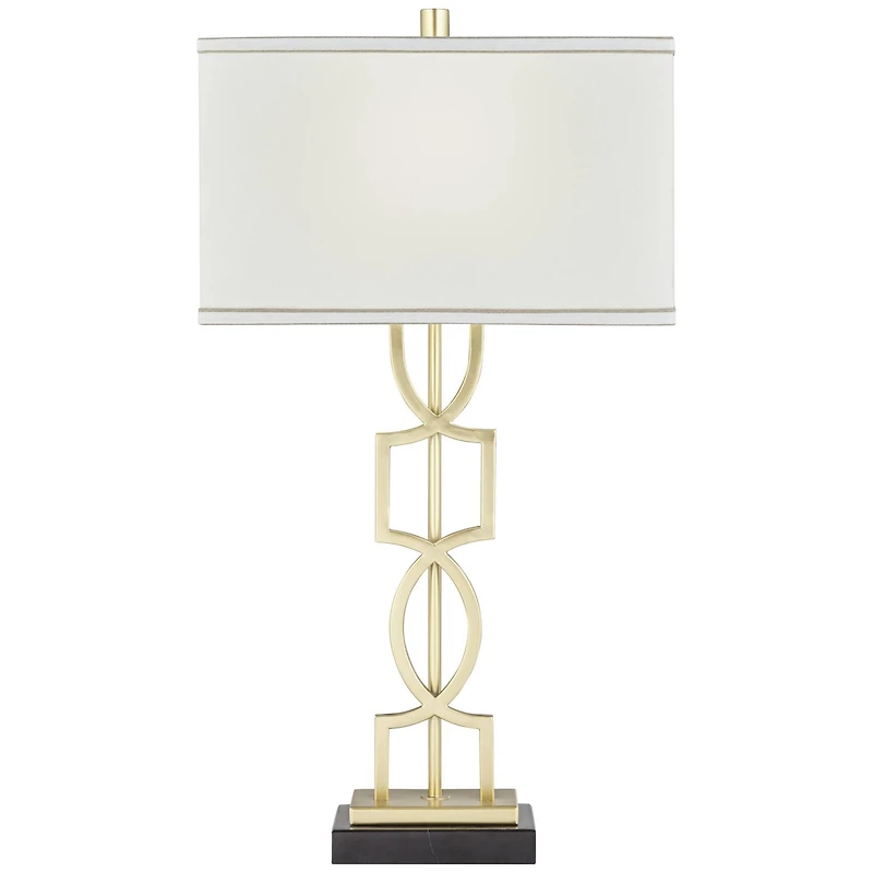 360 Lighting Modern Table Lamps 28 1/4" Tall Set of 2 Gold Metal White Rectangular Shade for Living Room Bedroom House Bedside