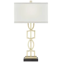 360 Lighting Modern Table Lamps 28 1/4" Tall Set of 2 Gold Metal White Rectangular Shade for Living Room Bedroom House Bedside