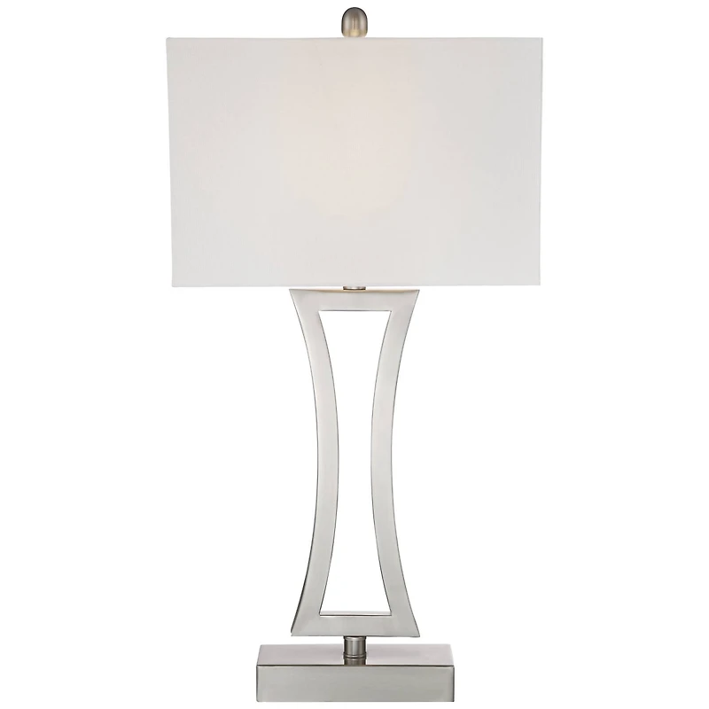 360 Lighting Roxie Modern Table Lamps 31" Tall Set of 2 Brushed Nickel Metal Off White Fabric Rectangular Shade for Bedroom Living Room Bedside O
