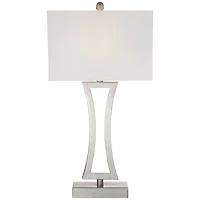 360 Lighting Roxie Modern Table Lamps 31" Tall Set of 2 Brushed Nickel Metal Off White Fabric Rectangular Shade for Bedroom Living Room Bedside O