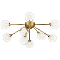 Possini Euro Design Spheres Modern Ceiling Light Flush Mount Fixture 28" Wide Warm Brass 9-Light Led Clear Globe Glass for Bedroom Kitchen Living