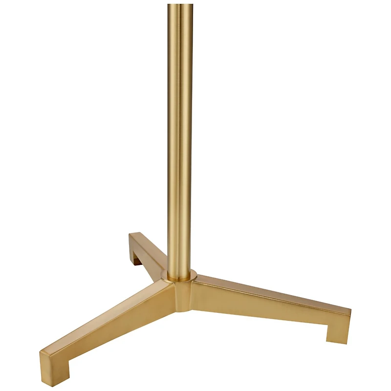 Possini Euro Design Encino Modern Tripod Floor Lamp Standing 60" Tall Brass Gold Metal Off White Fabric Drum Shade for Living Room Bedroom Office