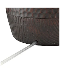 Franklin Iron Works Byron Rustic Table Lamp 27 1/2" Tall Hammered Textured Bronze White Drum Shade for Bedroom Living Room Bedside Nightstand Off