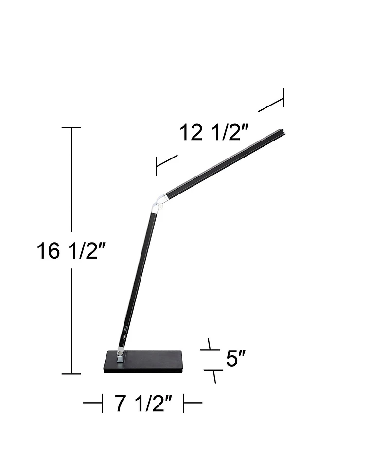 360 Lighting Jett Modern Desk Lamp 16 1/2" High Black with Usb Port and Nightlight Led Dimmer Touch On Off for Bedroom Bedside Nightstand Family