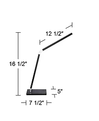 360 Lighting Jett Modern Desk Lamp 16 1/2" High Black with Usb Port and Nightlight Led Dimmer Touch On Off for Bedroom Bedside Nightstand Family