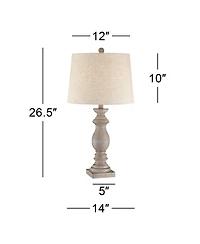 Regency Hill Regency Traditional Table Lamps 26 1/2" High Set of 2 Beige Washed Fabric Tapered Drum Shade for Bedroom Living Room Bedside Nightst