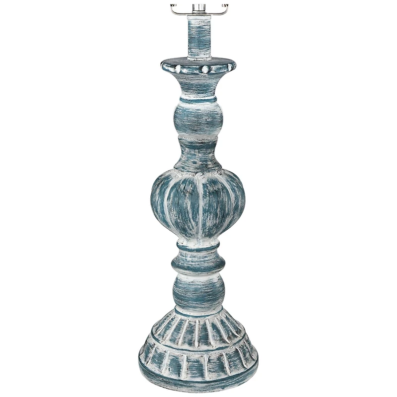 Tanya Coastal Traditional Vintage like Style Table Lamps 26.5" High Set of 2 Blue Washed White Tapered Drum Shade Decor for Living Room Bedroom B