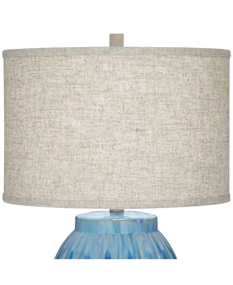 360 Lighting Selena Modern Table Lamp 28 1/2" Tall Green Blue Glaze Ceramic Oatmeal Fabric Drum Shade for Bedroom Living Room Bedside Nightstand