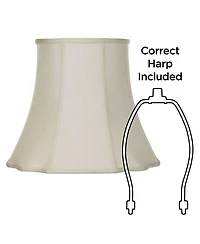 Imperial Shade Set of 2 Creme Medium Cut Corner Lamp Shades 10" Top x 16" Bottom x 14" High (Spider) Replacement with Harp and Finial
