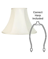 Creme Medium Bell Lamp Shade 7" Top x 16" Bottom x 12" Slant x 11.25" High (Spider) Replacement with Harp and Finial