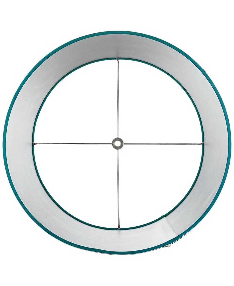 Springcrest Sydnee Satin Teal Blue Medium Drum Lamp Shade 14" Top x 16" Bottom x 11" High (Spider) Replacement with Harp and Finial