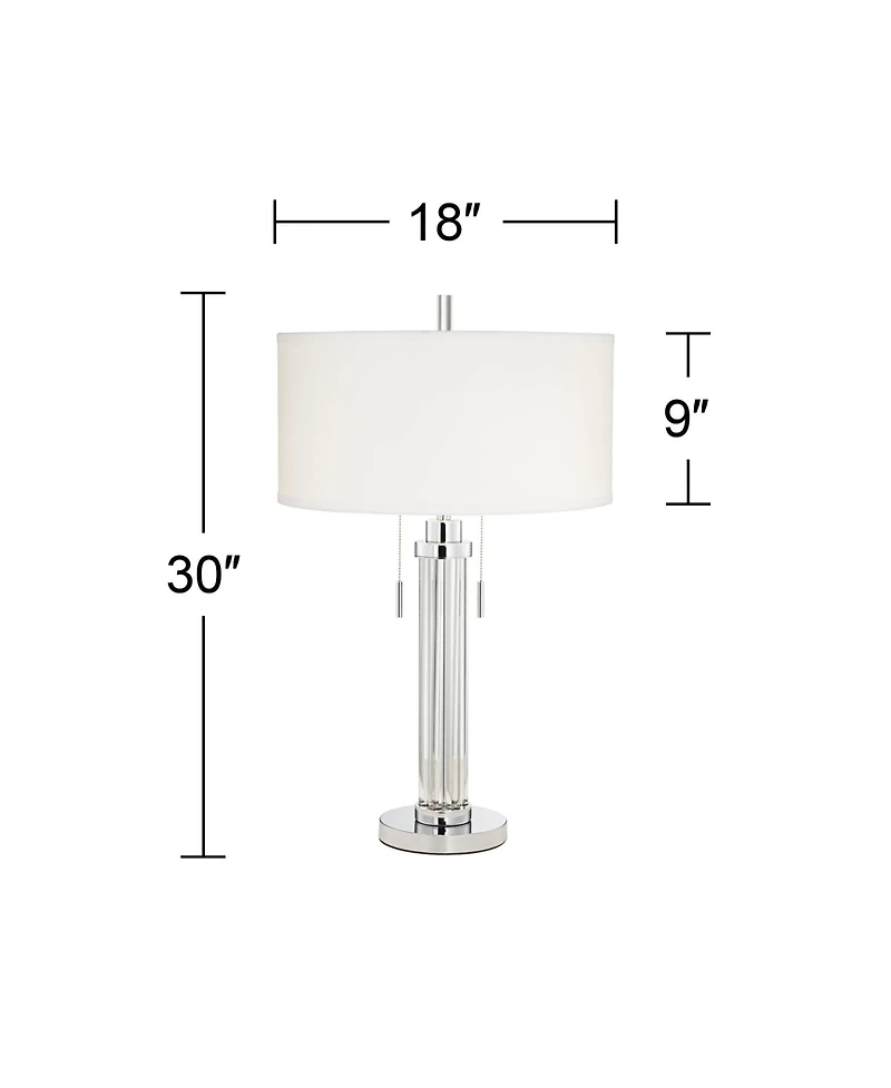 Possini Euro Design Cadence Modern Table Lamp 30" Tall Glass Column White Shade for Bedroom Living Room Bedside Nightstand Office Family House Ho