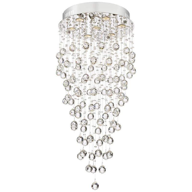 Vienna Full Spectrum Aida Chrome Chandelier Lighting 18" Wide Modern Pouring Crystal Glass Globes 7-Light Fixture for Dining Room House Kitchen I
