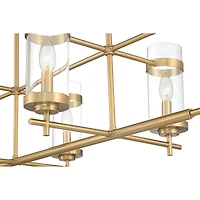 Possini Euro Design Mikel Soft Gold Linear Island Pendant Chandelier 42" Wide Modern Clear Glass Shade 6-Light Fixture for Dining Room House Kitc